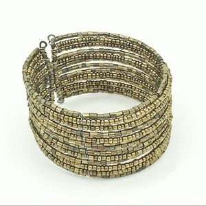 Golden bead bangle cuff